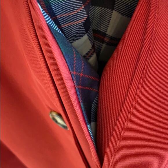 LL Bean red trench coat  jacket with plaid lining - Picture 8 of 14